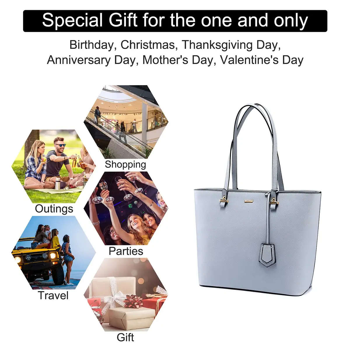 LOVEVOOK Tote Bag for Women Large Cross-Textured Synthetic Leather | Stylish & Durable - view 6