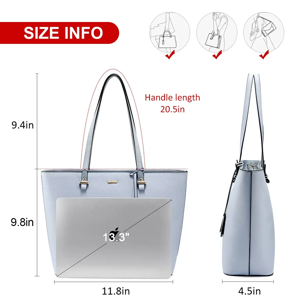 LOVEVOOK Tote Bag for Women Large Cross-Textured Synthetic Leather | Stylish & Durable - view 3