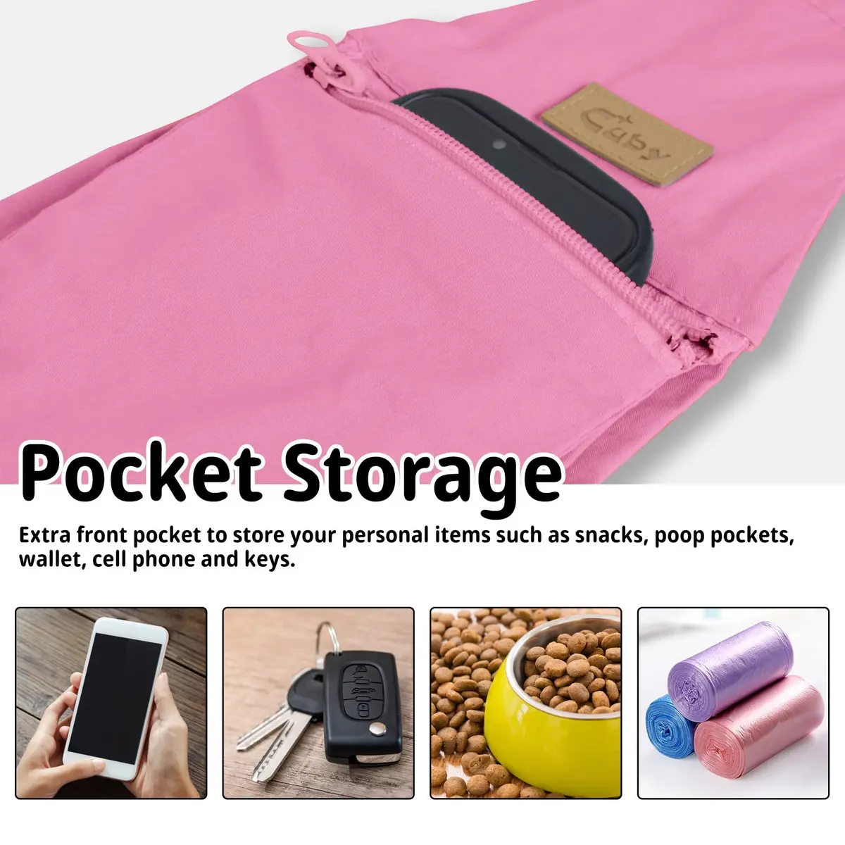 Cuby Dog and Cat Sling Carrier Pink Classic | Hands Free Reversible Pet Papoose Bag (13"L x 8"W x 2.9"H, Small) - view 4