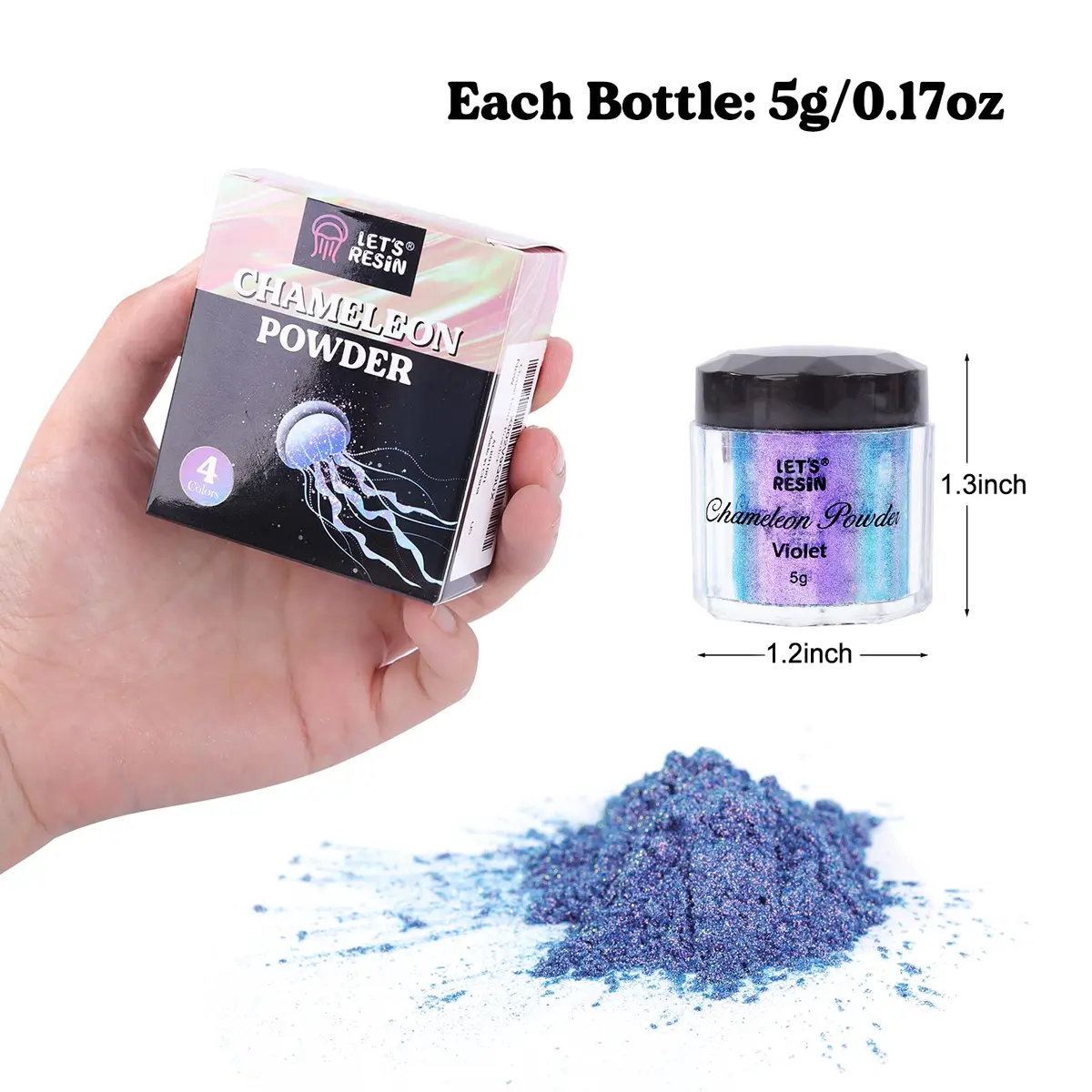 LET'S RESIN Chameleon Mica Powder Set 20g (0.7oz) | 4 Color Shift Pigments for Resin Crafts, Soap, Bath Bombs - view 2