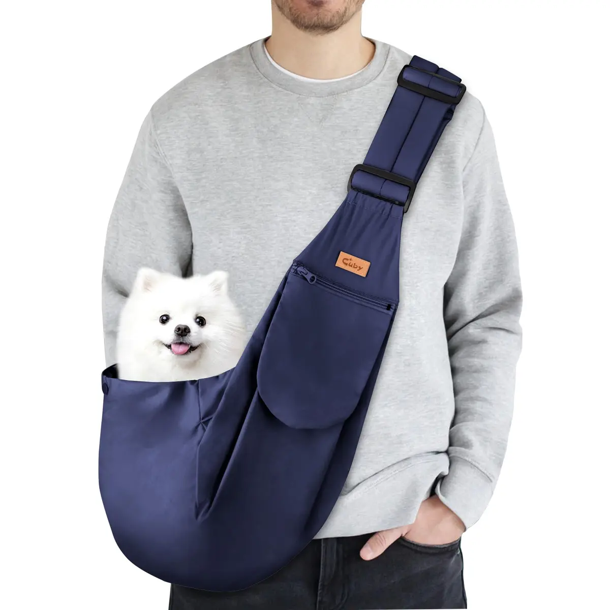 Cuby Dog and Cat Sling Carrier - Reversible Pet Papoose Bag, Adjustable, Suitable for Small Dogs & Cats, 13"L x 8"W x 2.9"H | Soft Cotton - main product image
