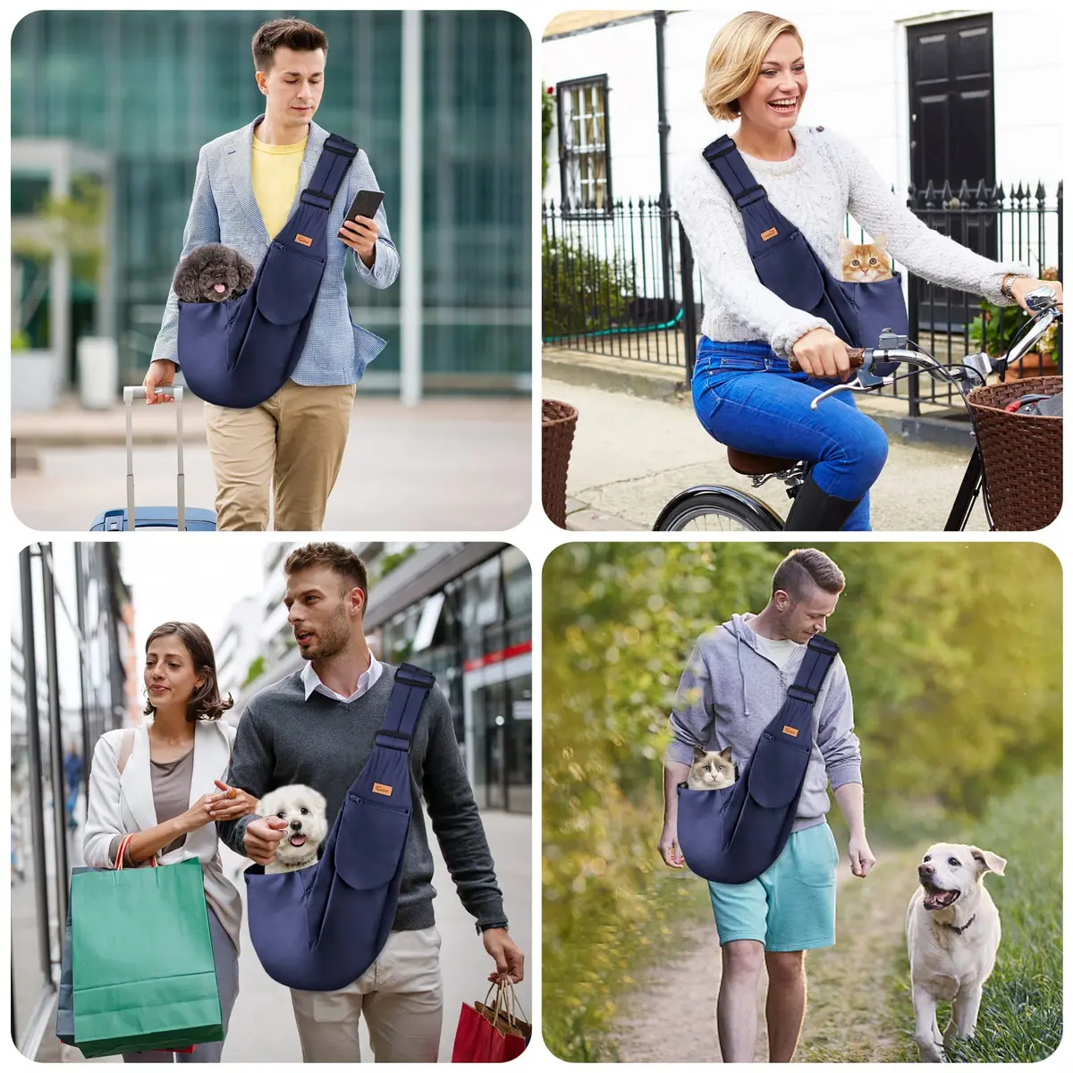 Cuby Dog and Cat Sling Carrier - Reversible Pet Papoose Bag, Adjustable, Suitable for Small Dogs & Cats, 13"L x 8"W x 2.9"H | Soft Cotton - view 5