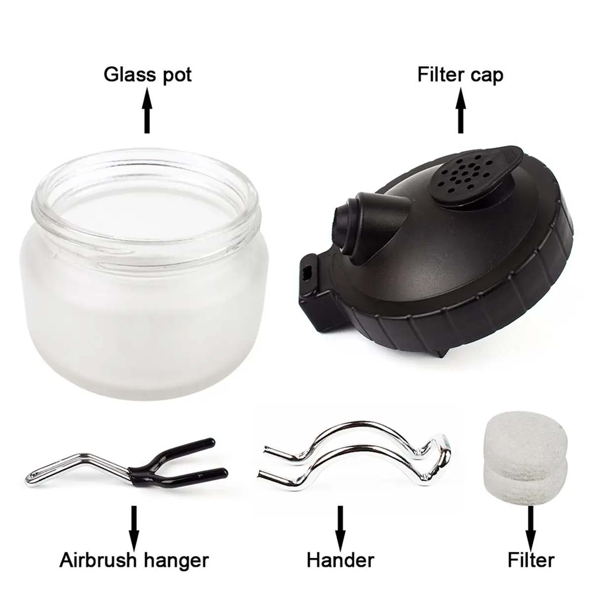 SAGUD Airbrush Cleaning Pot with Holder 10.6cm (4 inches) | Gravity Feed & Side Feed Airbrush Compatible - view 6