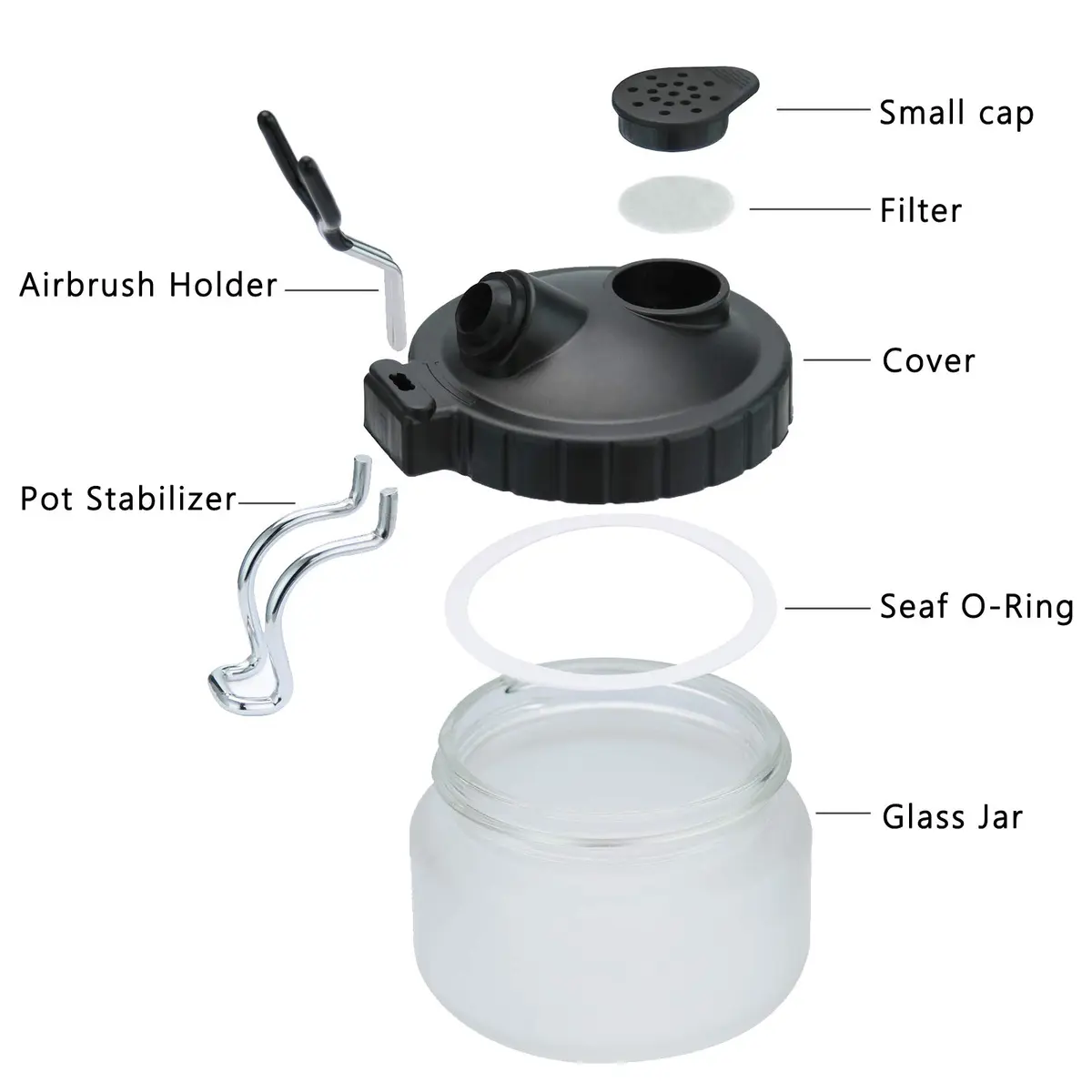 SAGUD Airbrush Cleaning Pot with Holder 10.6cm (4 inches) | Gravity Feed & Side Feed Airbrush Compatible - view 4