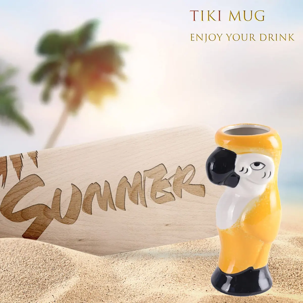 SUN GKOTTA Parrot Tiki Mugs Set of 2 - 25oz (740ml) Ceramic Cocktail Glasses | Fun Tropical Barware - view 7