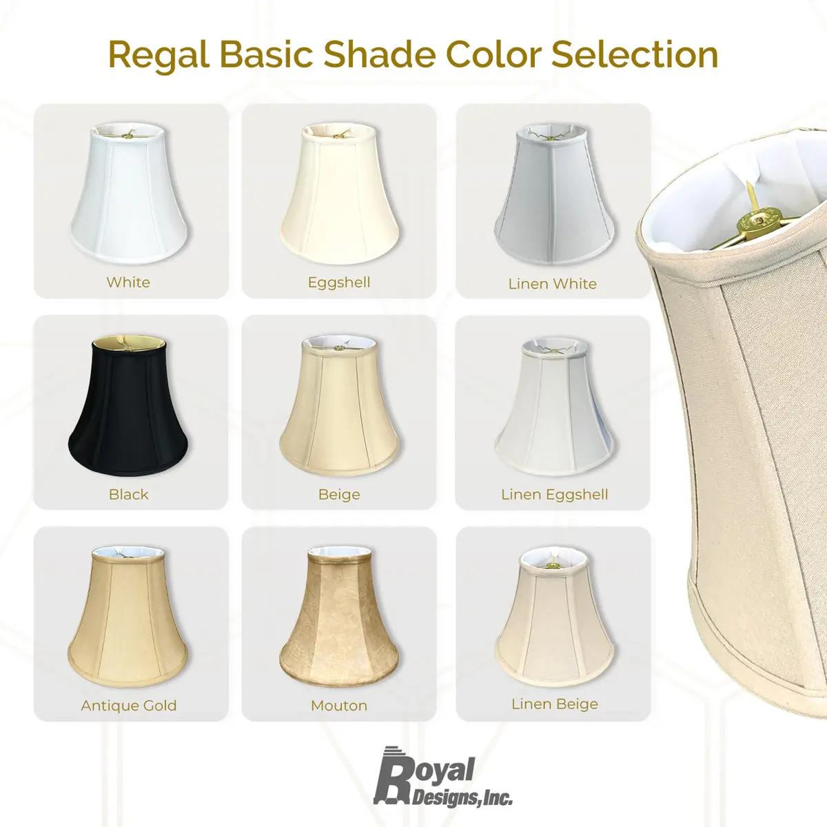 Royal Designs, Inc. True Bell Basic Lamp Shade with Round Clip 3.75 in x 7 in x 6.75 in White | Traditional Bell Shape - view 2