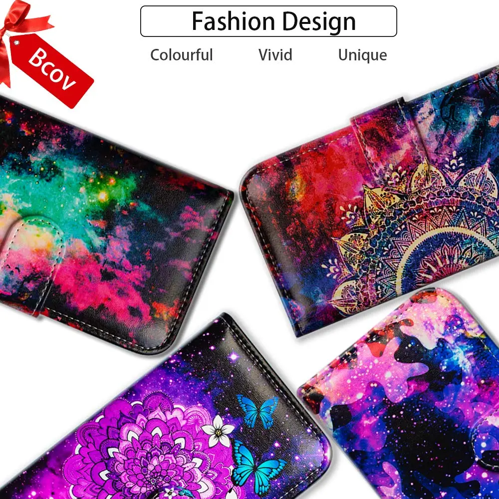 Bcov Galaxy A12 Giraffe Mother Baby Leather Flip Phone Case Wallet Cover with Card Slot Holder Kickstand | Unique Animal Pattern - view 2
