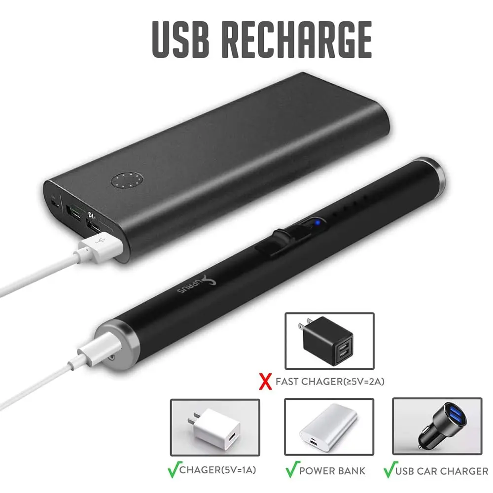 SUPRUS Electric USB Lighter Safety Switch Rechargeable Flameless Plasma Windproof Pocket Size (Black&Black&Black) | Windproof & Safe - view 2