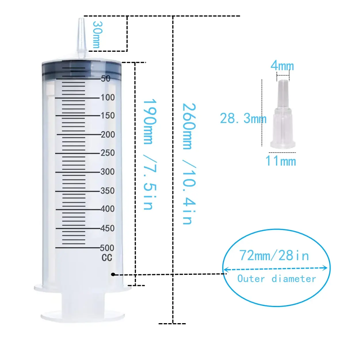 Ulove Prs 500ml Large Plastic Syringe with Measurement | Sterile, Pack of 1 - view 3