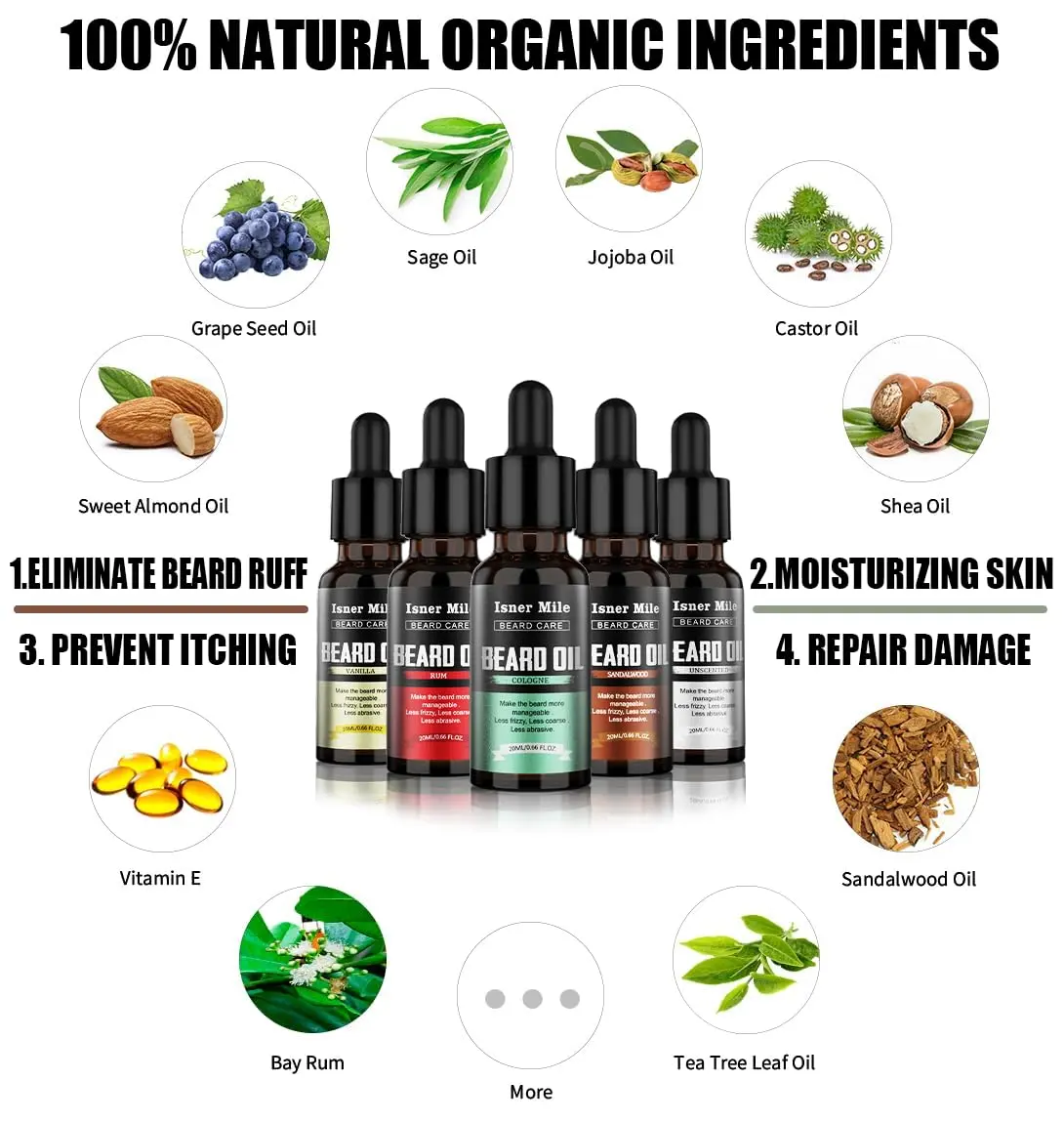 ISNER MILE Beard Oil 5 Pack | Nourishing & Fragrant Beard Care for Men - view 3