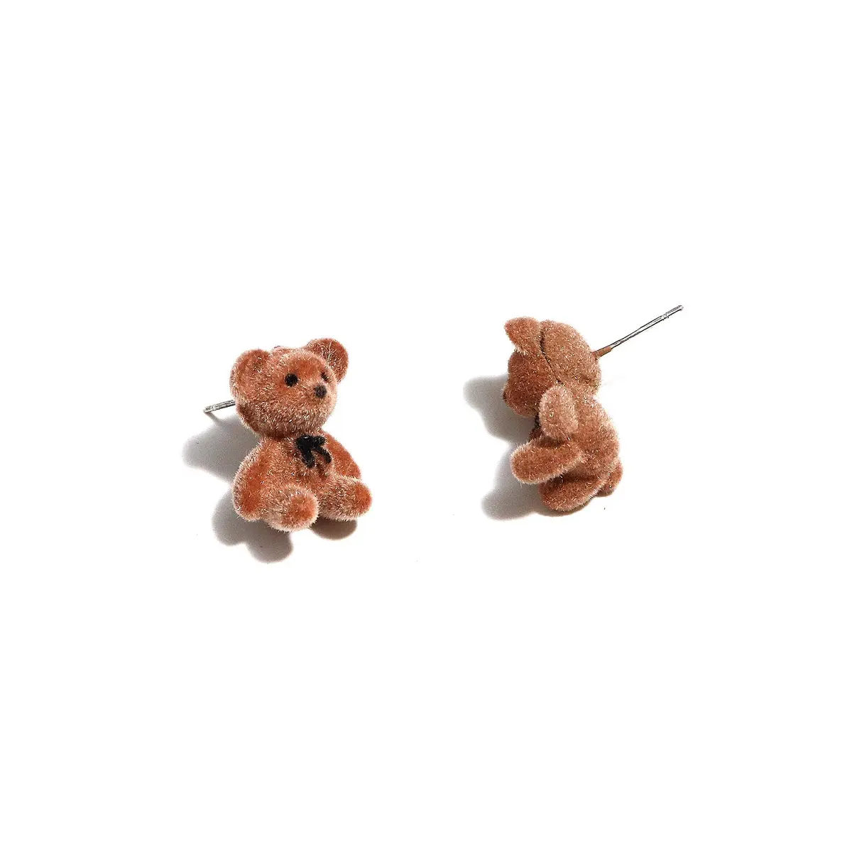Pingyongchang Plush Bear Stud Earrings | Cute Cartoon Animal Jewelry for Women - view 2