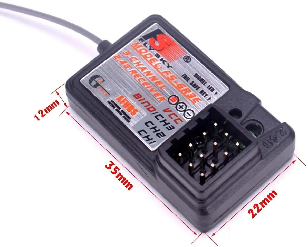 GLOBACT Flysky FS-GR3E Receiver 2.4GHz 3CH for RC Cars & Boats | Stable, Interference-Free, 100-200m Range - view 3