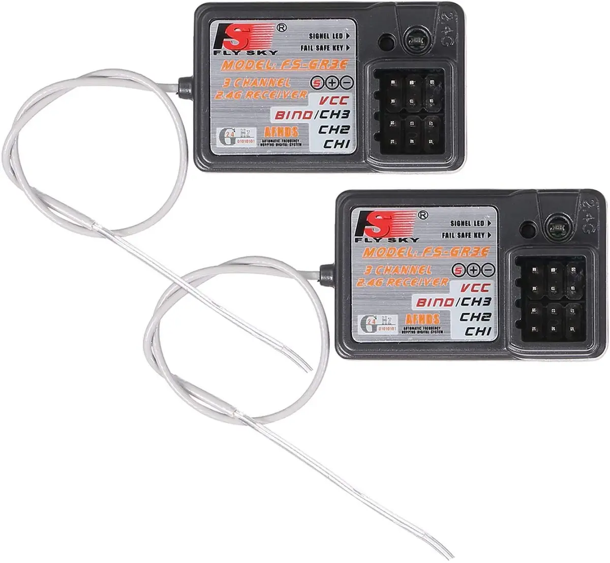 GLOBACT Flysky FS-GR3E Receiver 2.4GHz 3CH for RC Cars & Boats | Stable, Interference-Free, 100-200m Range - main product image