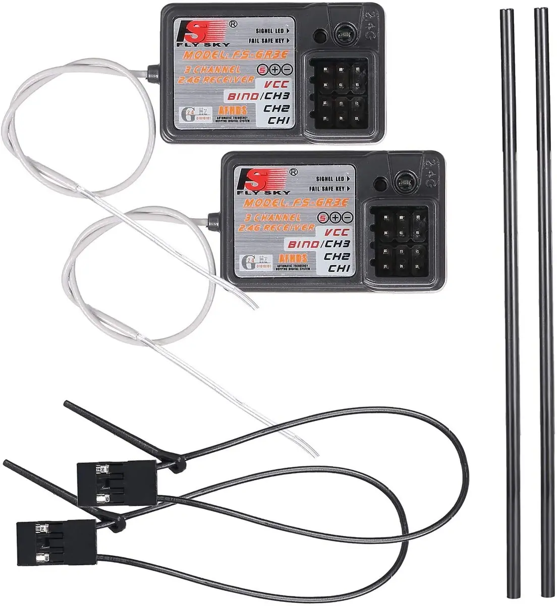 GLOBACT Flysky FS-GR3E Receiver 2.4GHz 3CH for RC Cars & Boats | Stable, Interference-Free, 100-200m Range - view 2