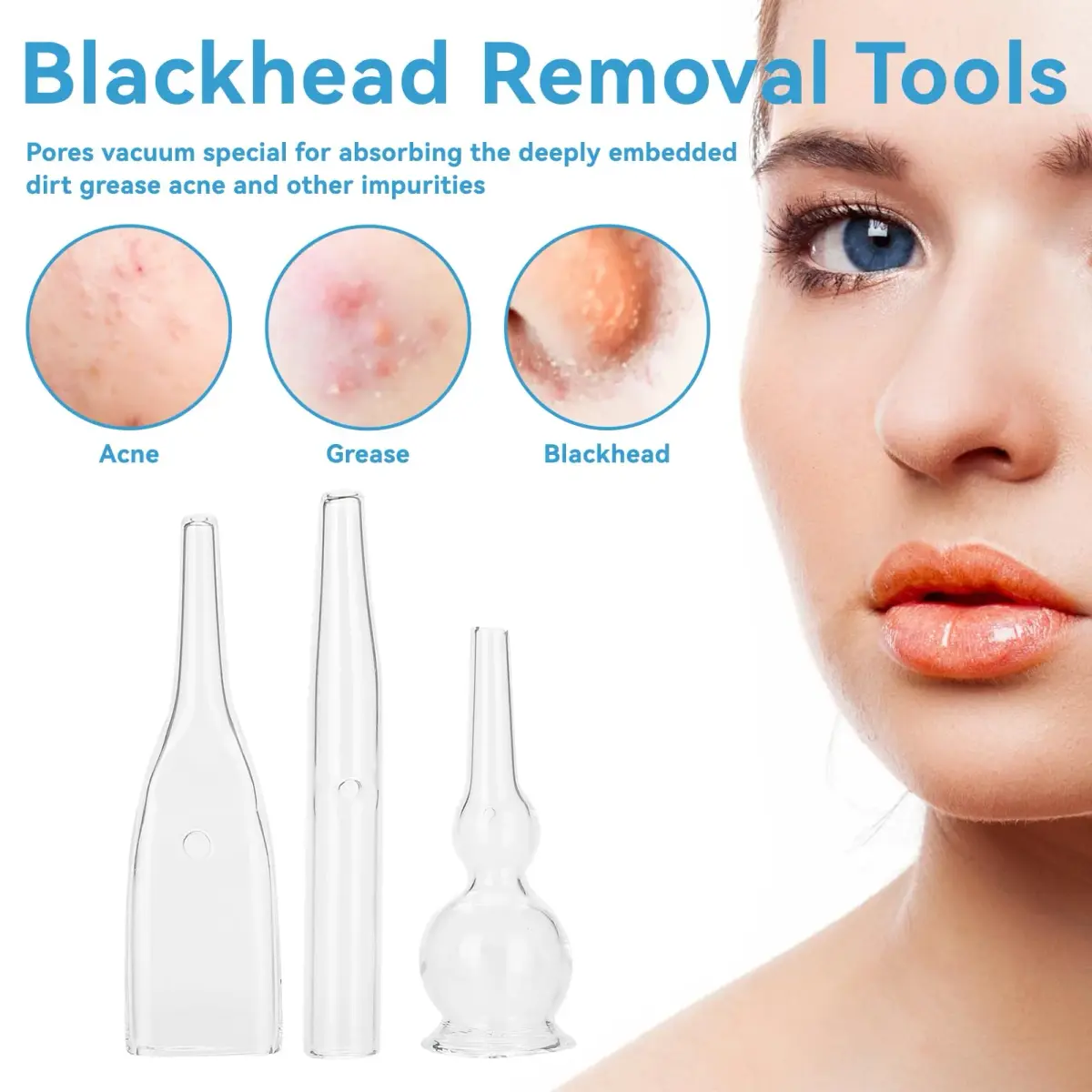 Agatige 3-Piece Vacuum Glass Tube Kit for Blackhead Removal Pore Cleaner - view 2