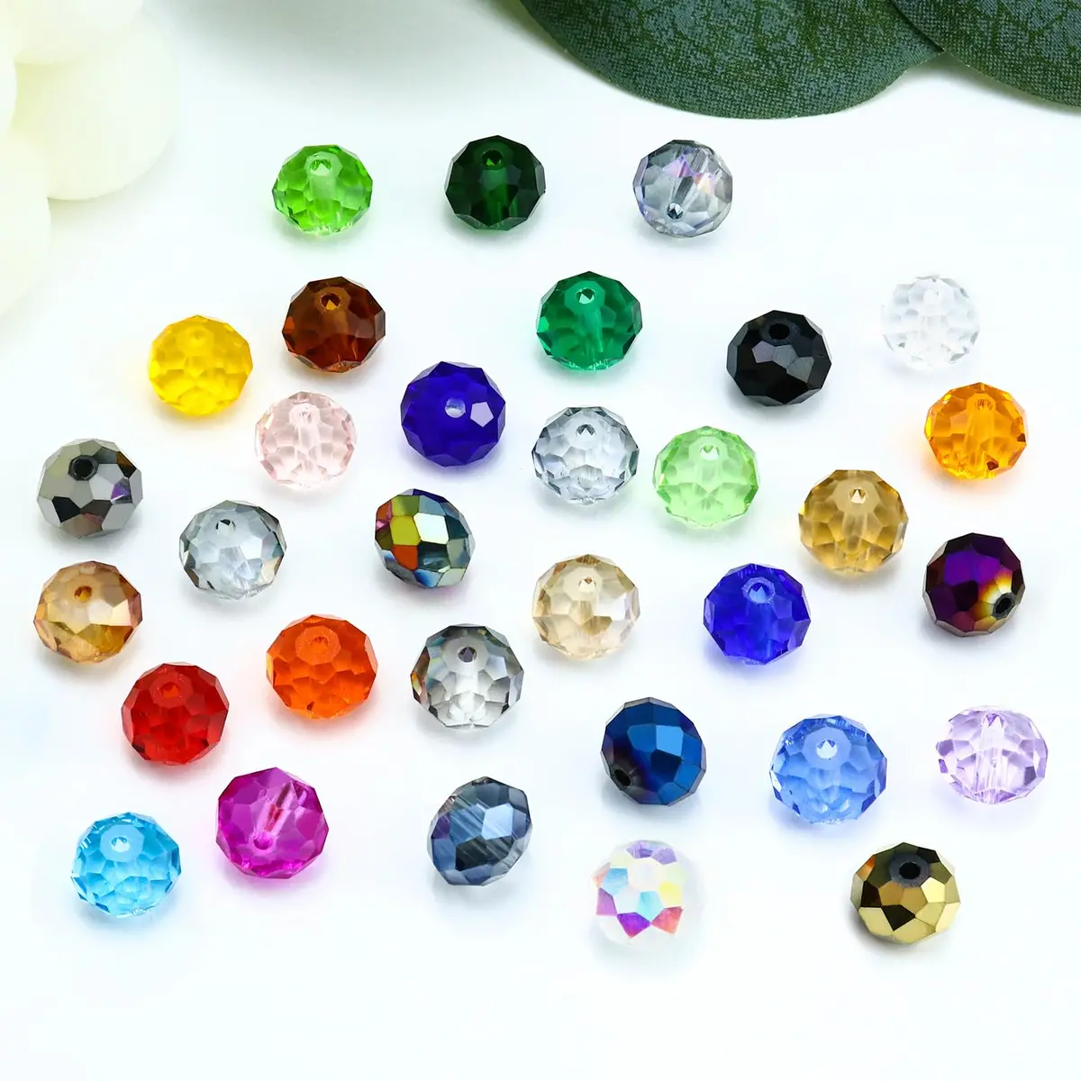 Dowarm 100pcs 10mm Crystal Glass Briolette & Rondelle Beads for Jewelry Making, Crafts & Home Decor (Green, 10MM) | Faceted Crystal Beads for DIY Jewelry - view 4