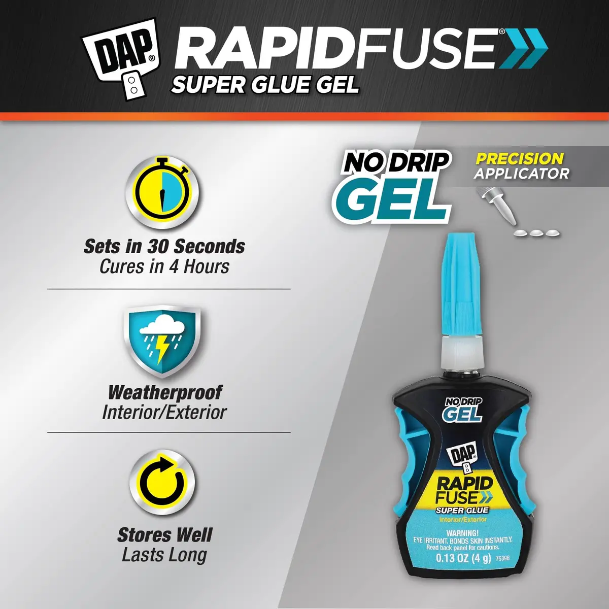 RapidFuse Gel Adhesive 0.13 Oz | Fast-Curing, Clear, Indoor & Outdoor Bond - view 3