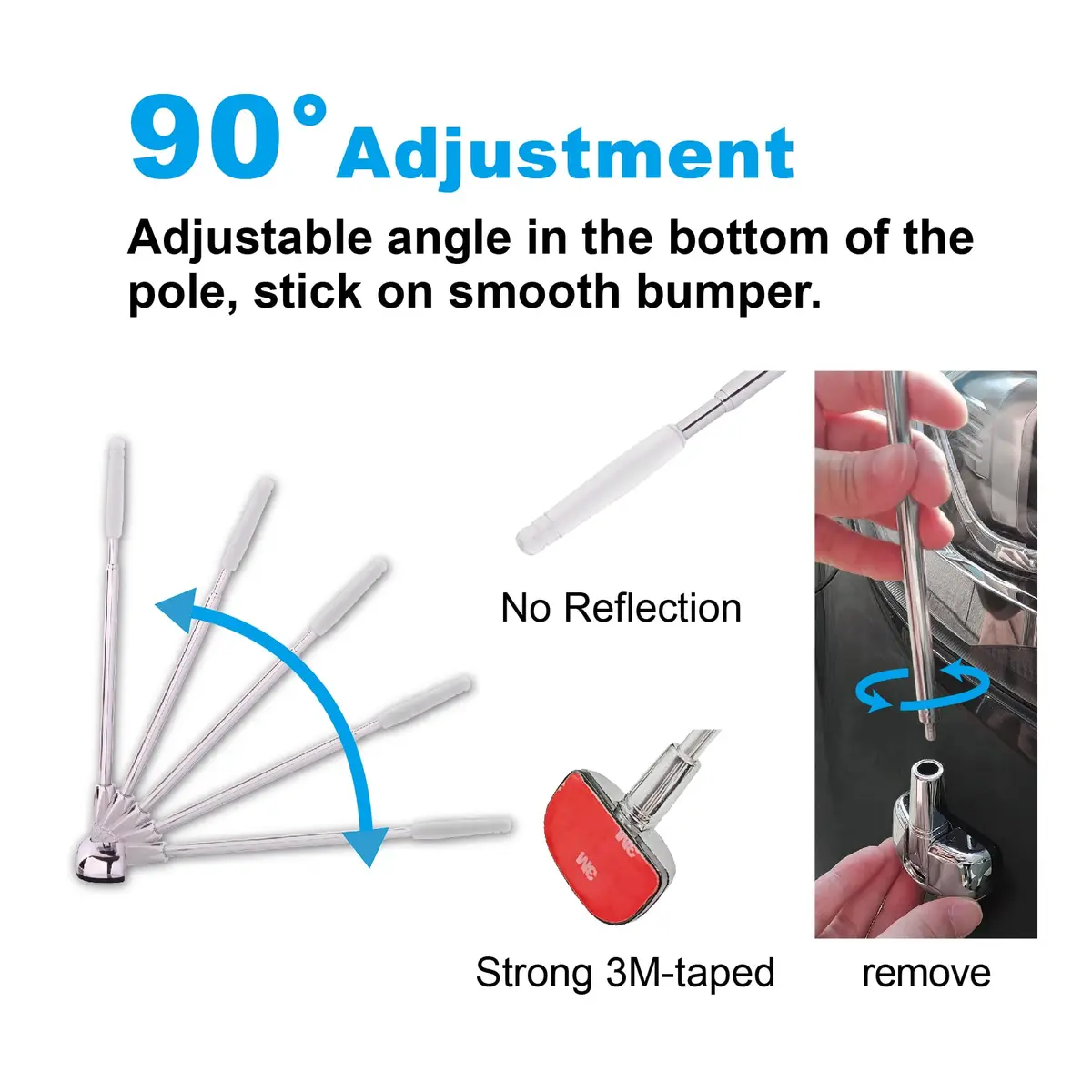 Hypersonic 2-Pack Car Bumper Corner Antenna Pole Adjust Driving Parking Marker Protector 29.2cm - 58.4cm (11in - 23in) | Essential for New Drivers - view 5