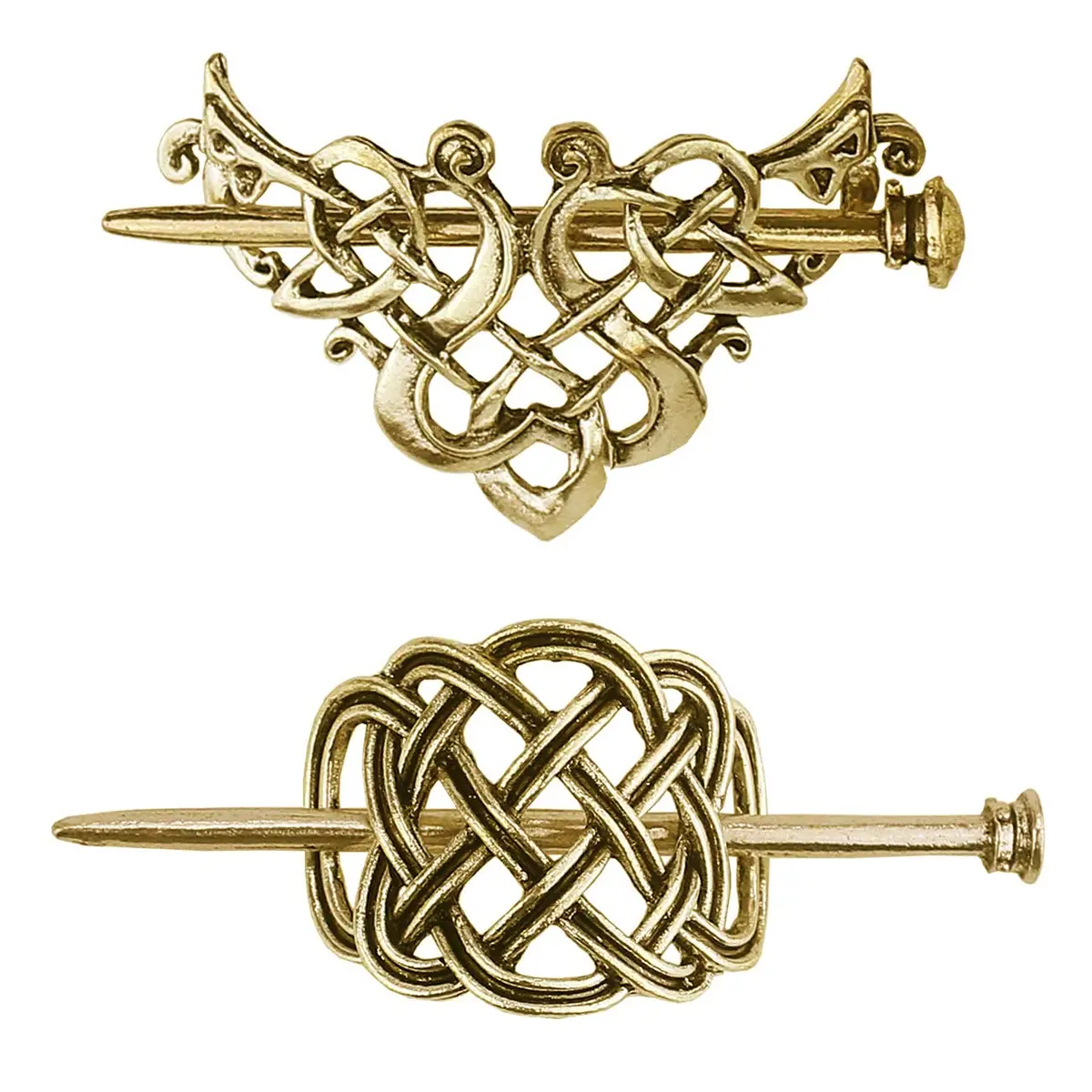 Tinsow Silver Celtic Hair Slides | Minimalist Claw Hair Barrettes for Women (2 Pack, Style C H -New) - main product image