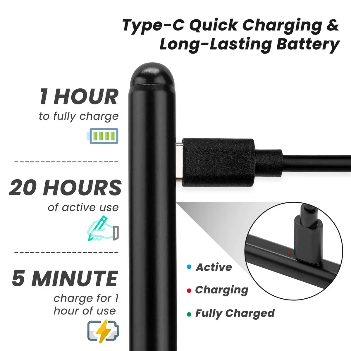 Minilabo Stylus Pen for iPad Pro 11/13-inch M4/M5 | Fast Charge, Palm Rejection, Precise Control - view 3