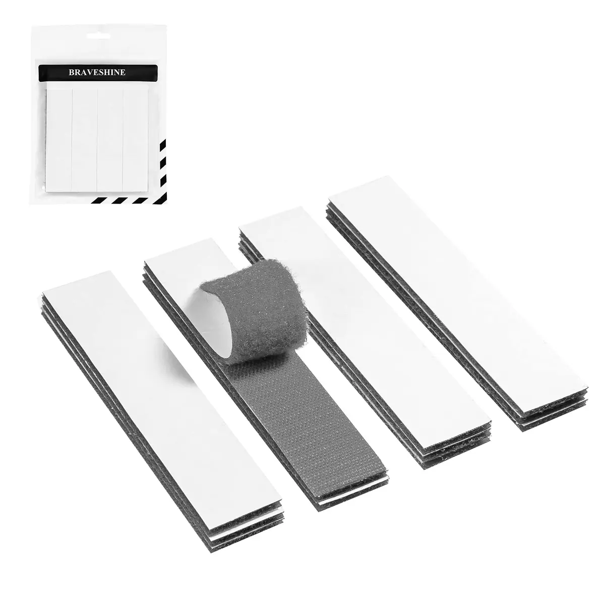 BRAVESHINE Grey Strong Stick Hook and Loop Tape 1.2x6 Inch | Heavy Duty Self-Adhesive Fastener for Home Office & Outdoors - view 9