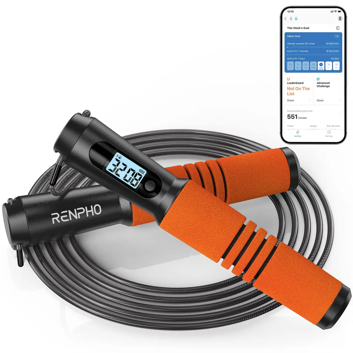 RENPHO Smart Jump Rope with Counter | App Data Tracking, LCD Display, Adjustable Length - view 8