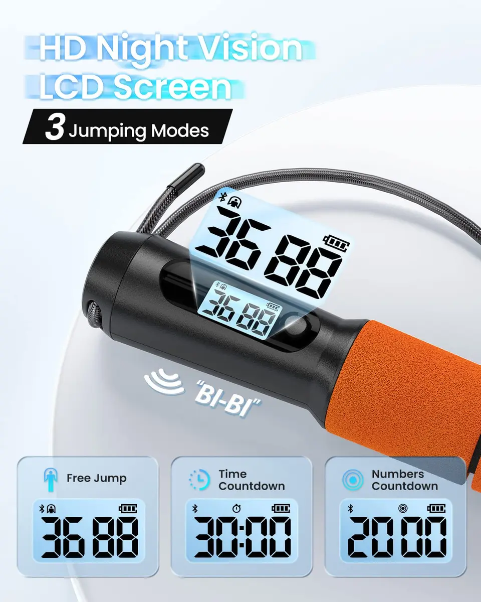 RENPHO Smart Jump Rope with Counter | App Data Tracking, LCD Display, Adjustable Length - view 3