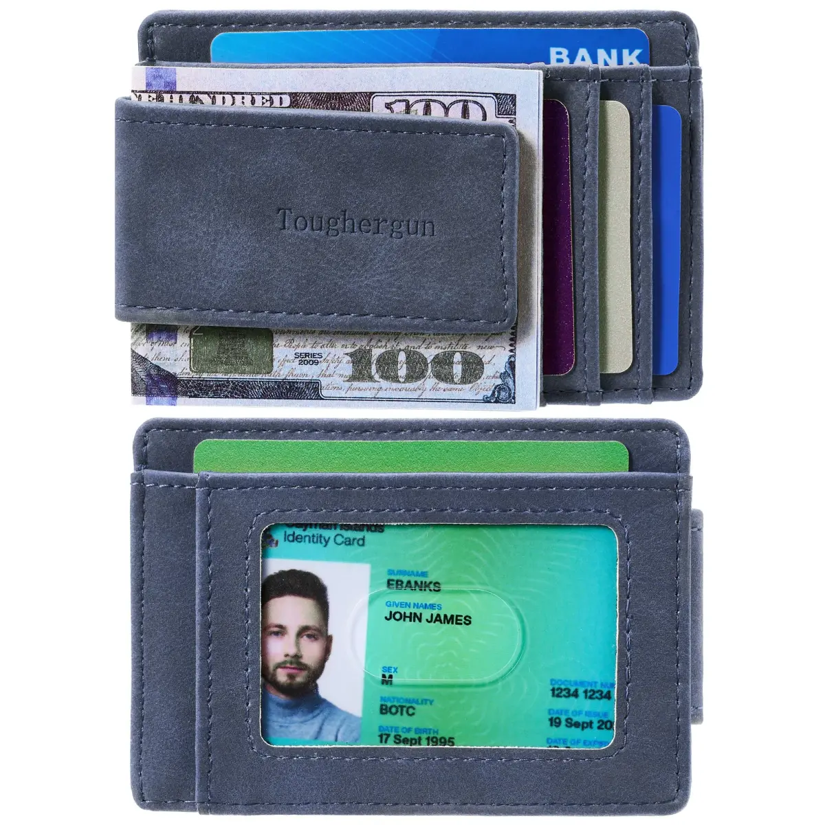 Toughergun Slim Wallet RFID Blocking Money Clip Navy Blue | Minimalist Front Pocket Credit Card Holder - view 2
