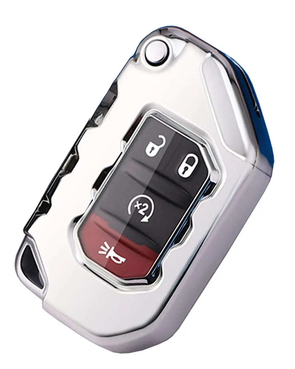 Horande Silver Auto Key Shell | Soft TPU Cover for Jeep Gladiator & Wrangler (1 Count) - main product image