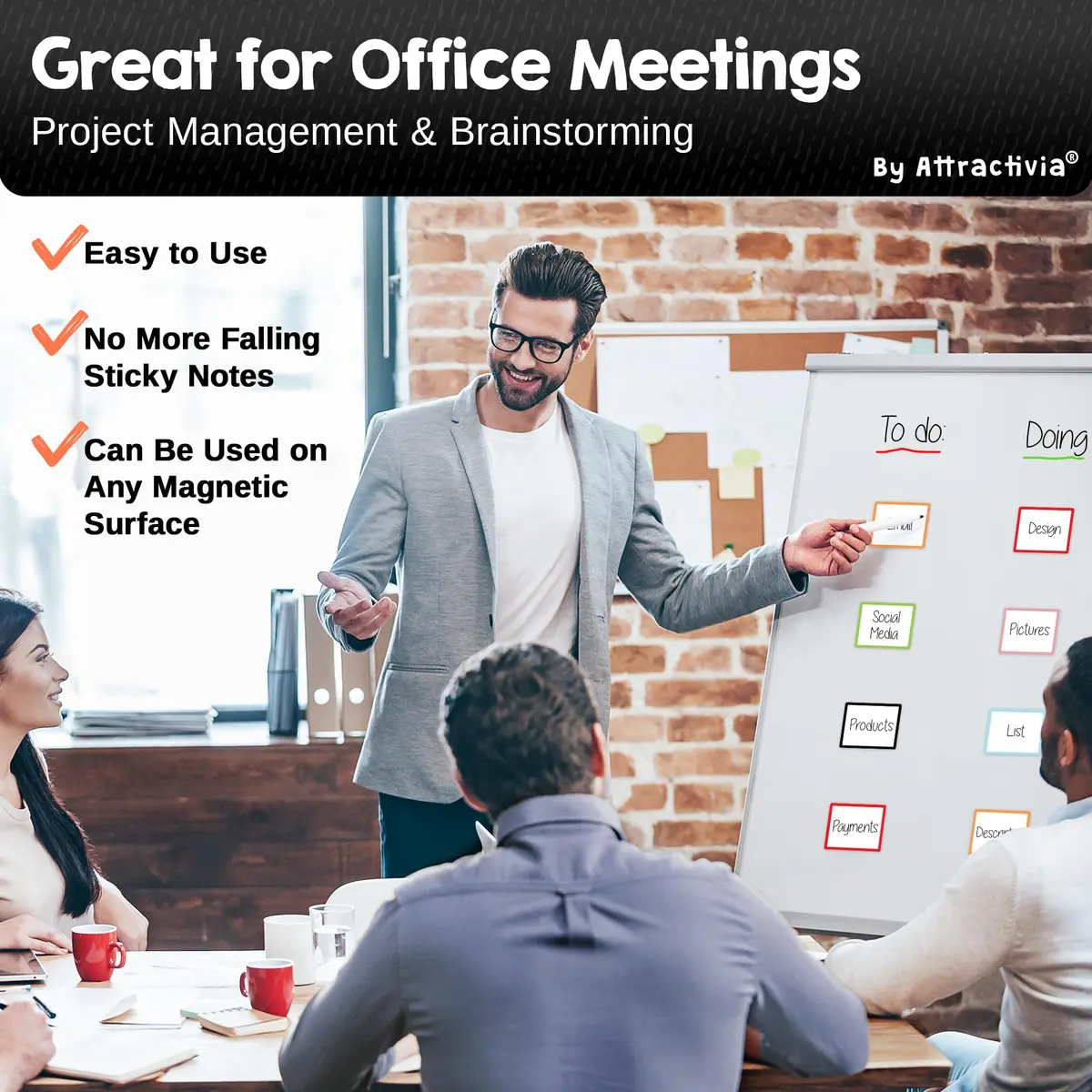 Attractivia Magnetic Labels 2.8 x 1.8 in | Rewritable Magnetic Labels for Office & Home - view 5