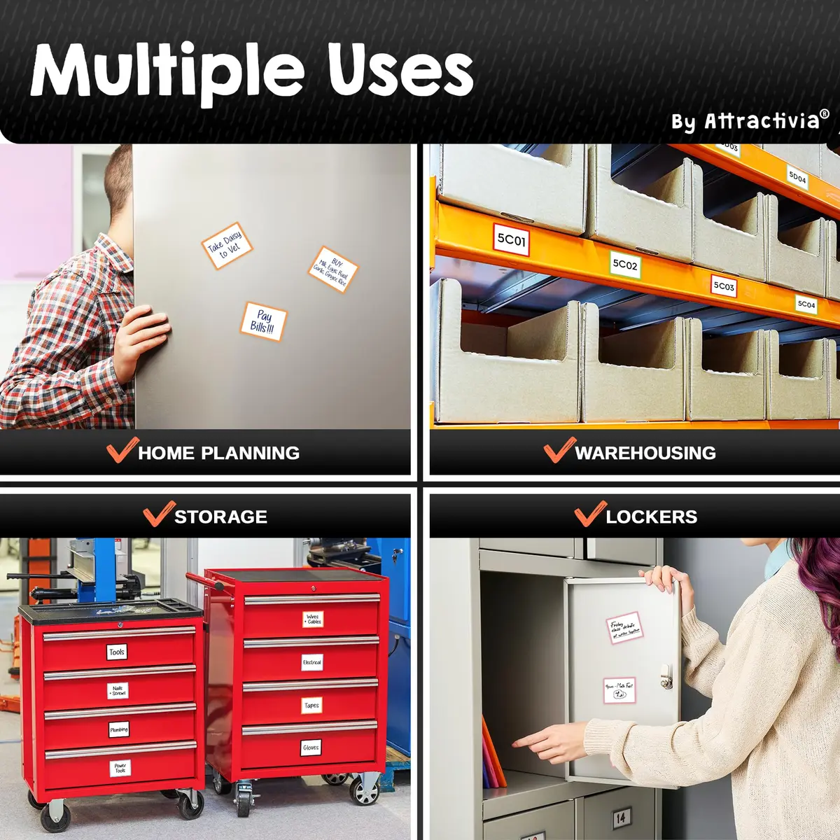 Attractivia Magnetic Labels 2.8 x 1.8 in | Rewritable Magnetic Labels for Office & Home - view 4