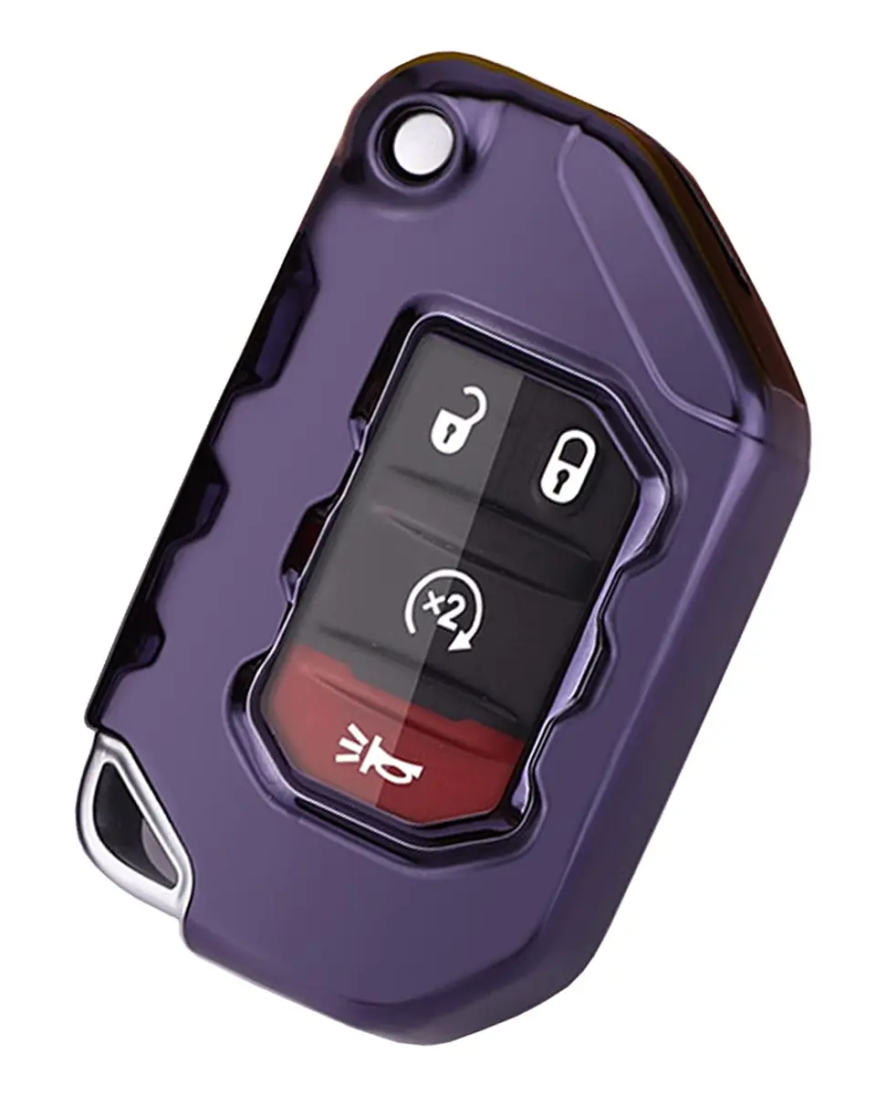 Horande Soft TPU Protector Key Fob Cover Case fit for Jeep Gladiator & Wrangler | Purple - main product image