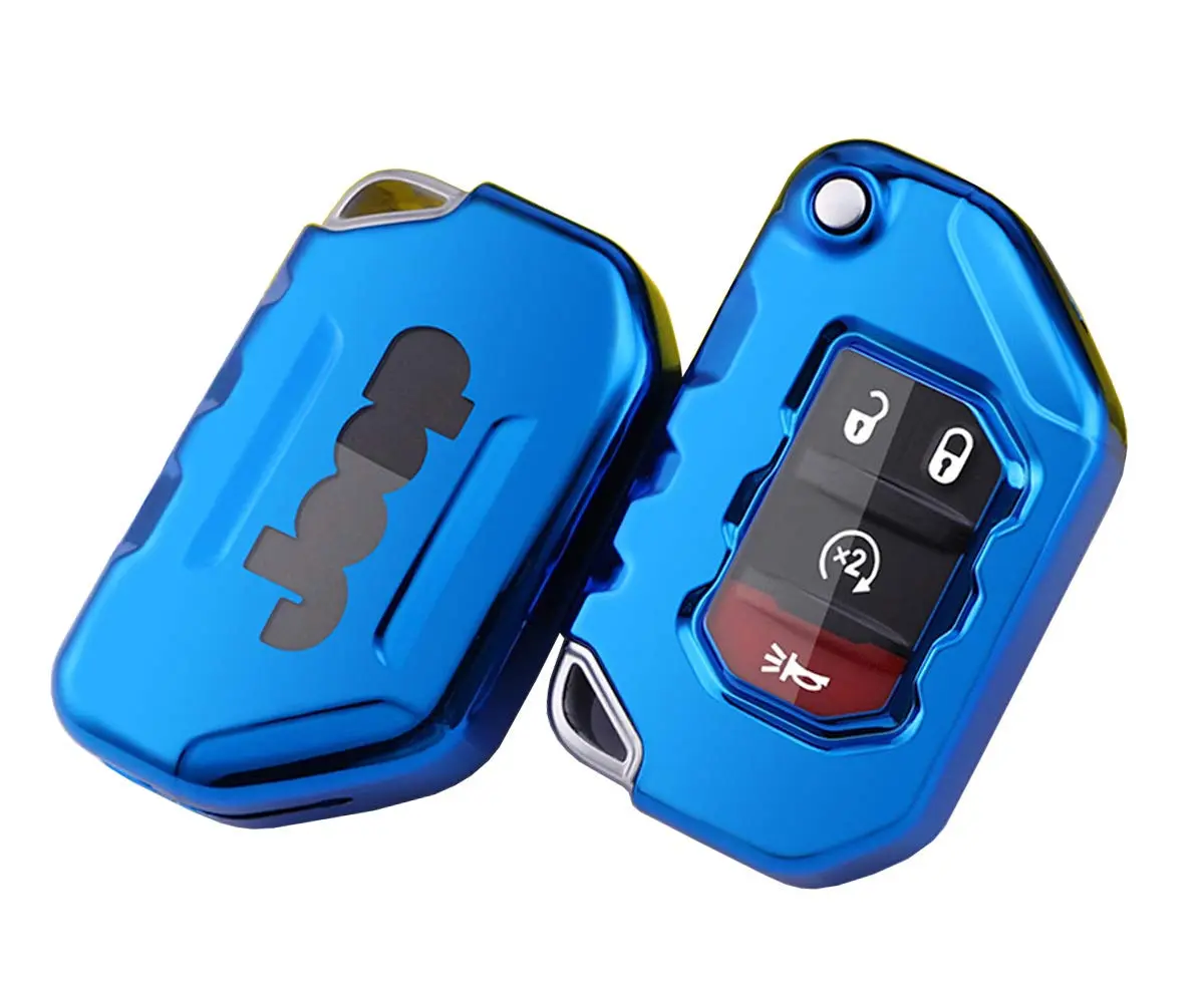 Horande Soft TPU Key Fob Cover Case for Jeep Wrangler JL JLU Gladiator JT Rubicon - Blue | Protects Keyless Entry Fob - view 2