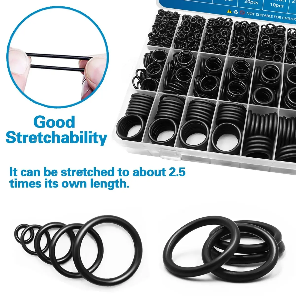 ZDBB Black Rubber O Ring Set 1120 Pcs | Assorted Metric Sealing Washers for Plumbing and Auto Repair - view 7