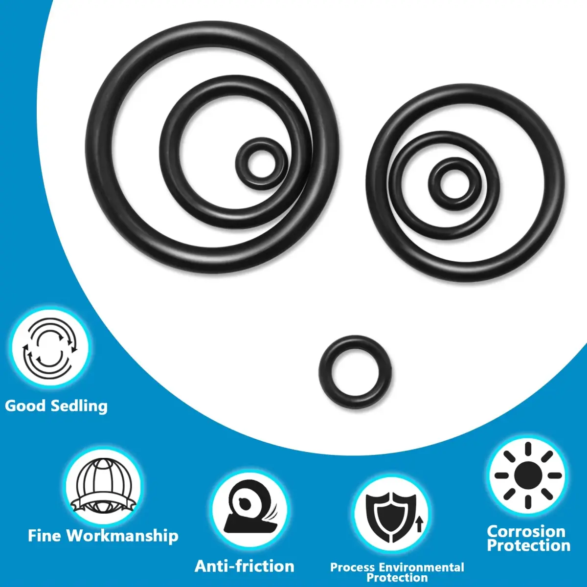 ZDBB Black Rubber O Ring Set 1120 Pcs | Assorted Metric Sealing Washers for Plumbing and Auto Repair - view 4