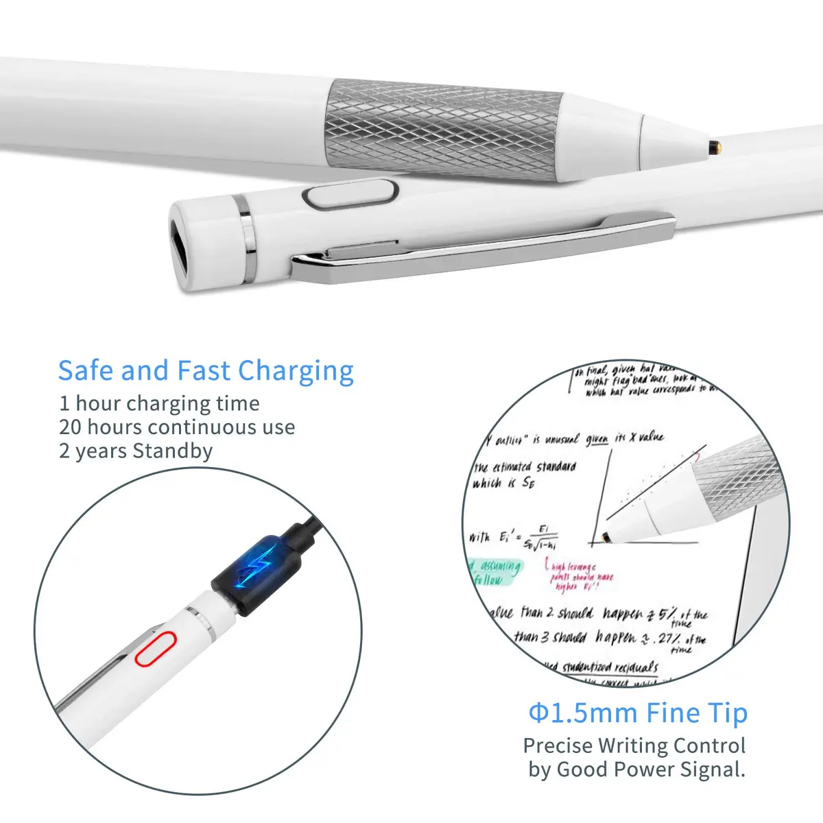 Minilabo Stylus for Lenovo Chromebook Duet 3/5/11 | Ultra Fine Tip Active Digital Pen, White - view 6