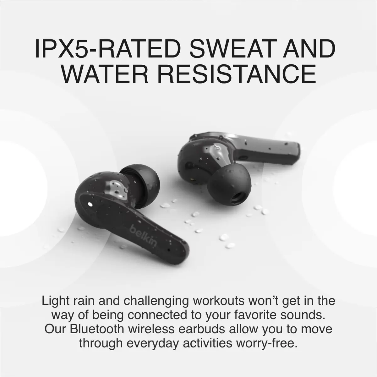 Belkin SOUNDFORM Move Plus Wireless Earbuds with Microphone | Bluetooth 5.0, IPX5, 5H Play, Wireless Charging Case, Black - view 7