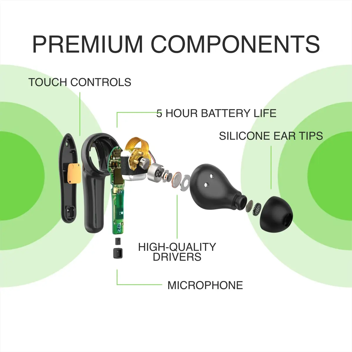 Belkin SOUNDFORM Move Plus Wireless Earbuds with Microphone | Bluetooth 5.0, IPX5, 5H Play, Wireless Charging Case, Black - view 2