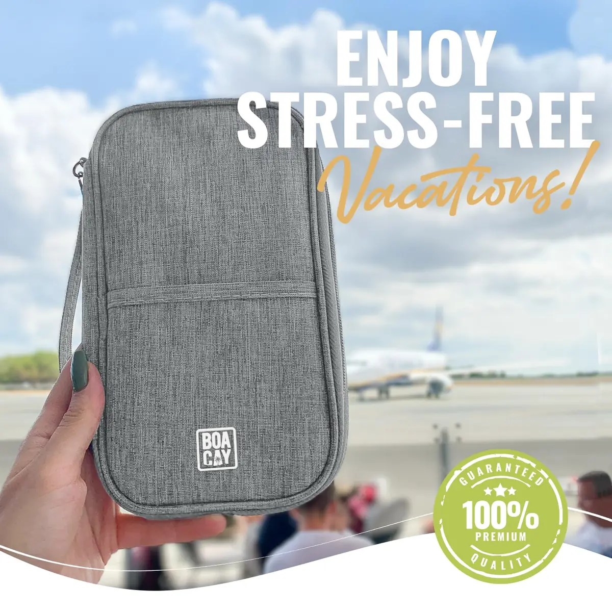 BOACAY RFID Blocking Travel Document Organizer with Wristlet, Family Passport Holder & Wallet - Quartz Gray - view 7