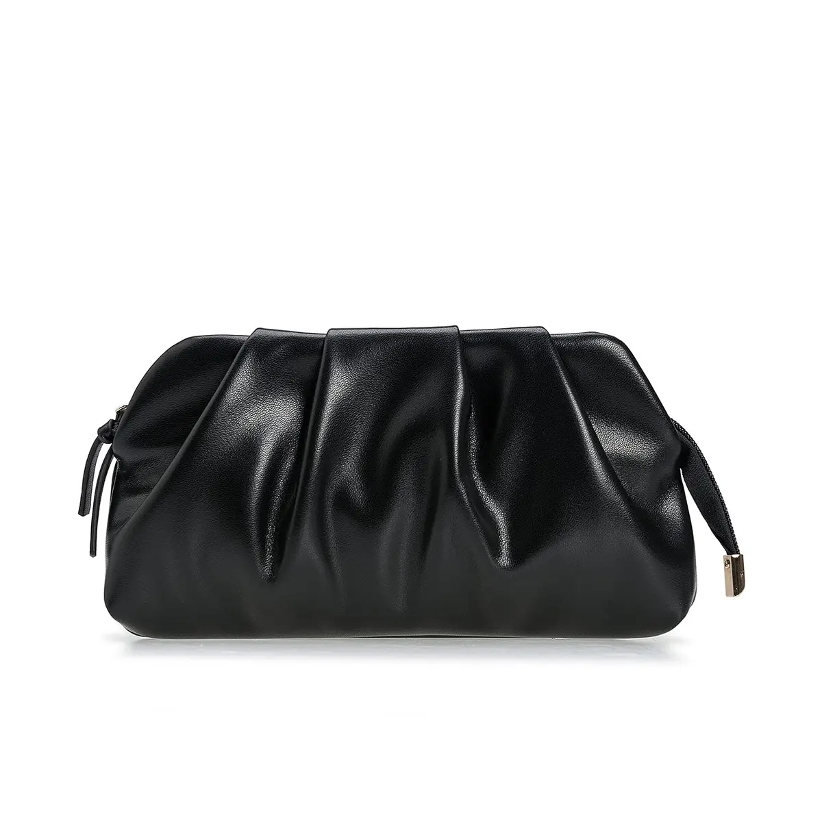 CHARMING TAILOR Chic Vegan Leather Clutch Bag for Women | Elegant Pleated Evening Purse in Black - main product image