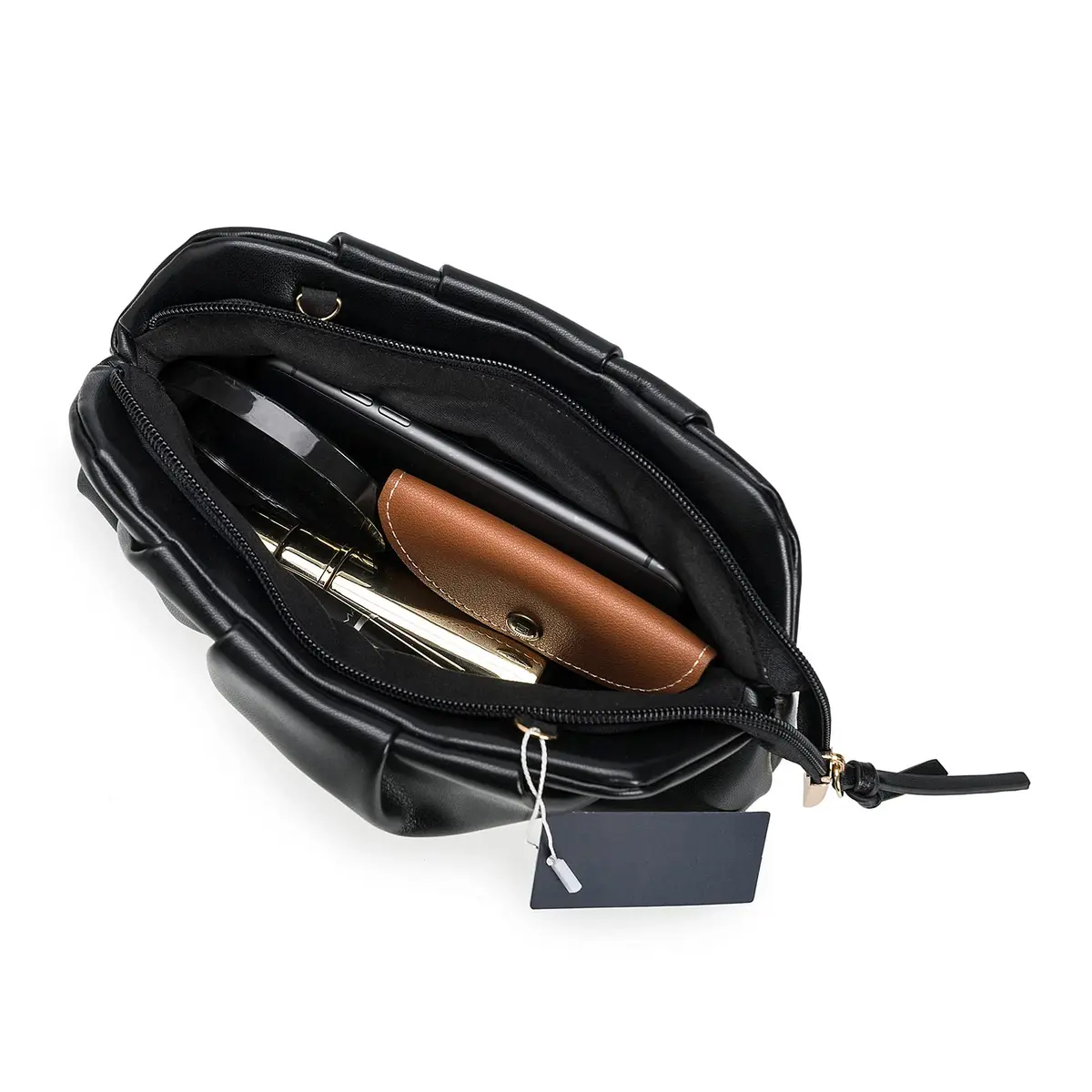 CHARMING TAILOR Chic Vegan Leather Clutch Bag for Women | Elegant Pleated Evening Purse in Black - view 6