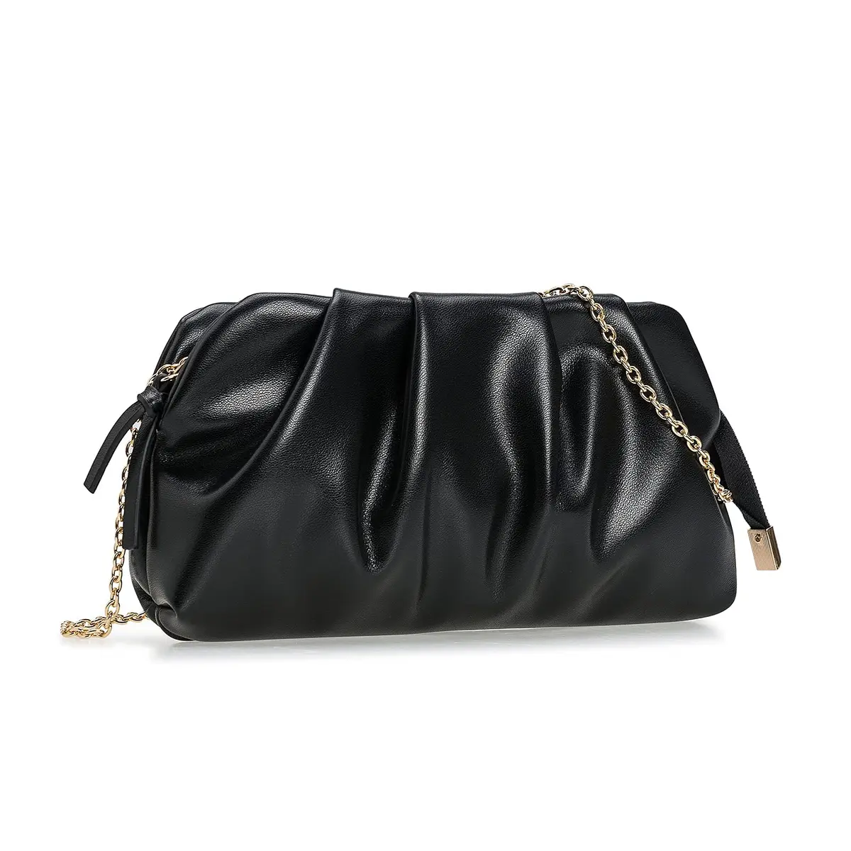 CHARMING TAILOR Chic Vegan Leather Clutch Bag for Women | Elegant Pleated Evening Purse in Black - view 2