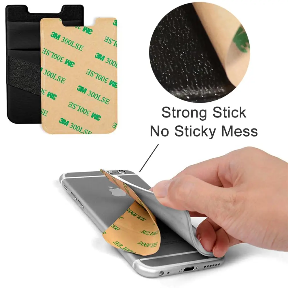 Hoblaze Stretchy Phone Wallet Card Holder with Finger Strap - Black 2-in-1 | Holds 5-8 Cards - view 6