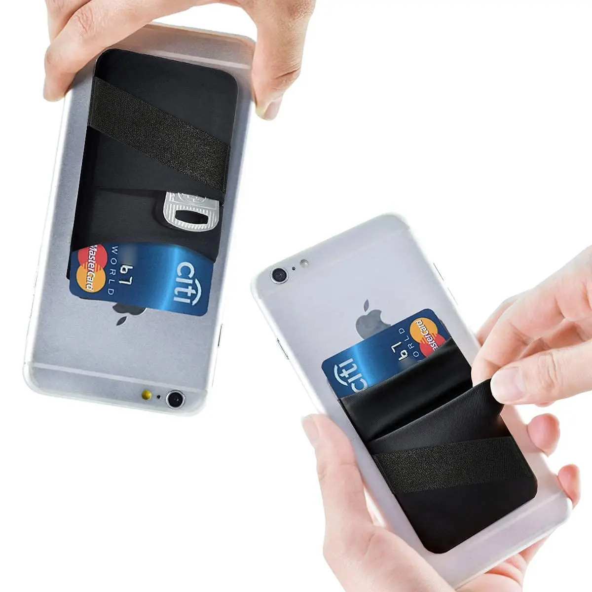 Hoblaze Stretchy Phone Wallet Card Holder with Finger Strap - Black 2-in-1 | Holds 5-8 Cards - view 9