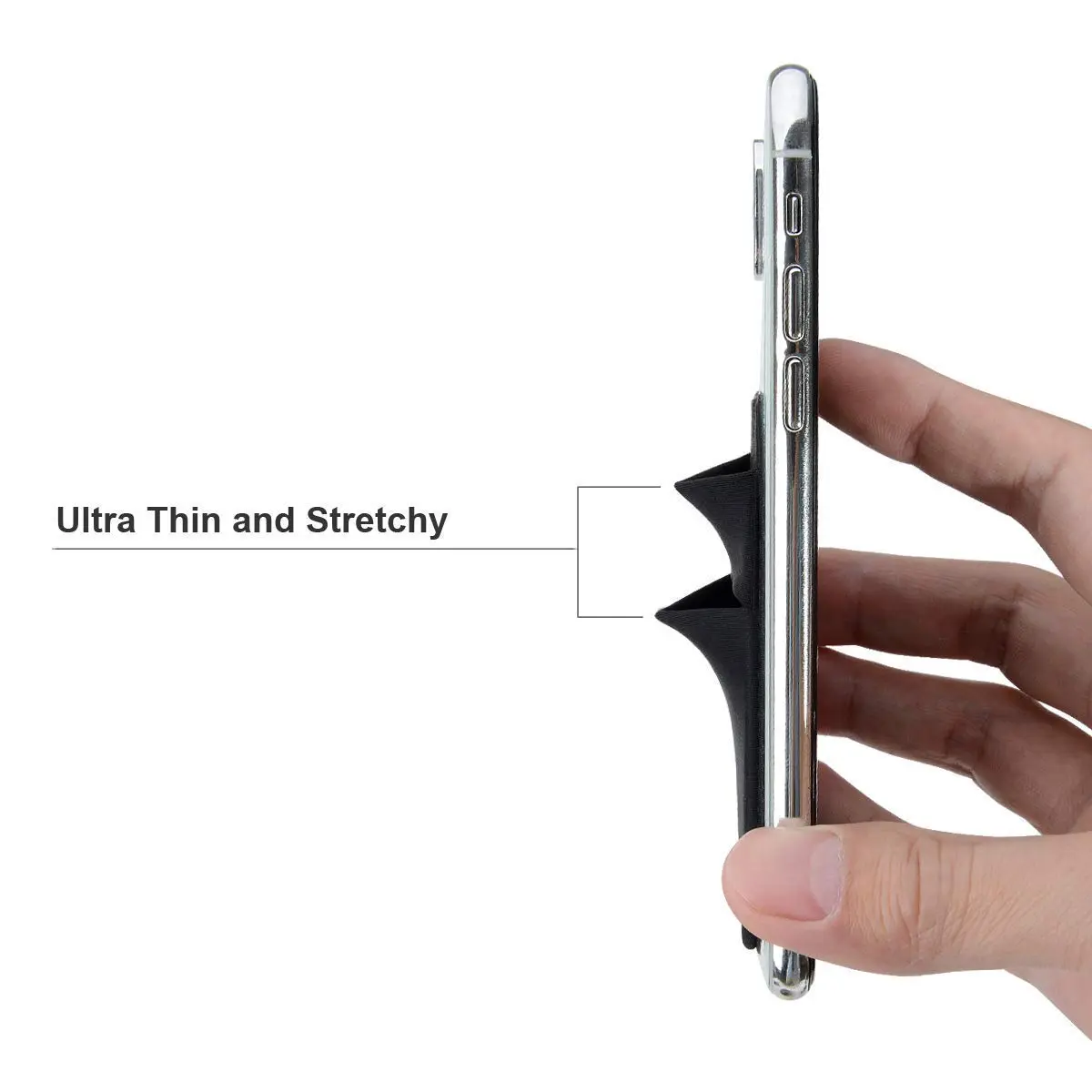 Hoblaze Stretchy Phone Wallet Card Holder with Finger Strap - Black 2-in-1 | Holds 5-8 Cards - view 4