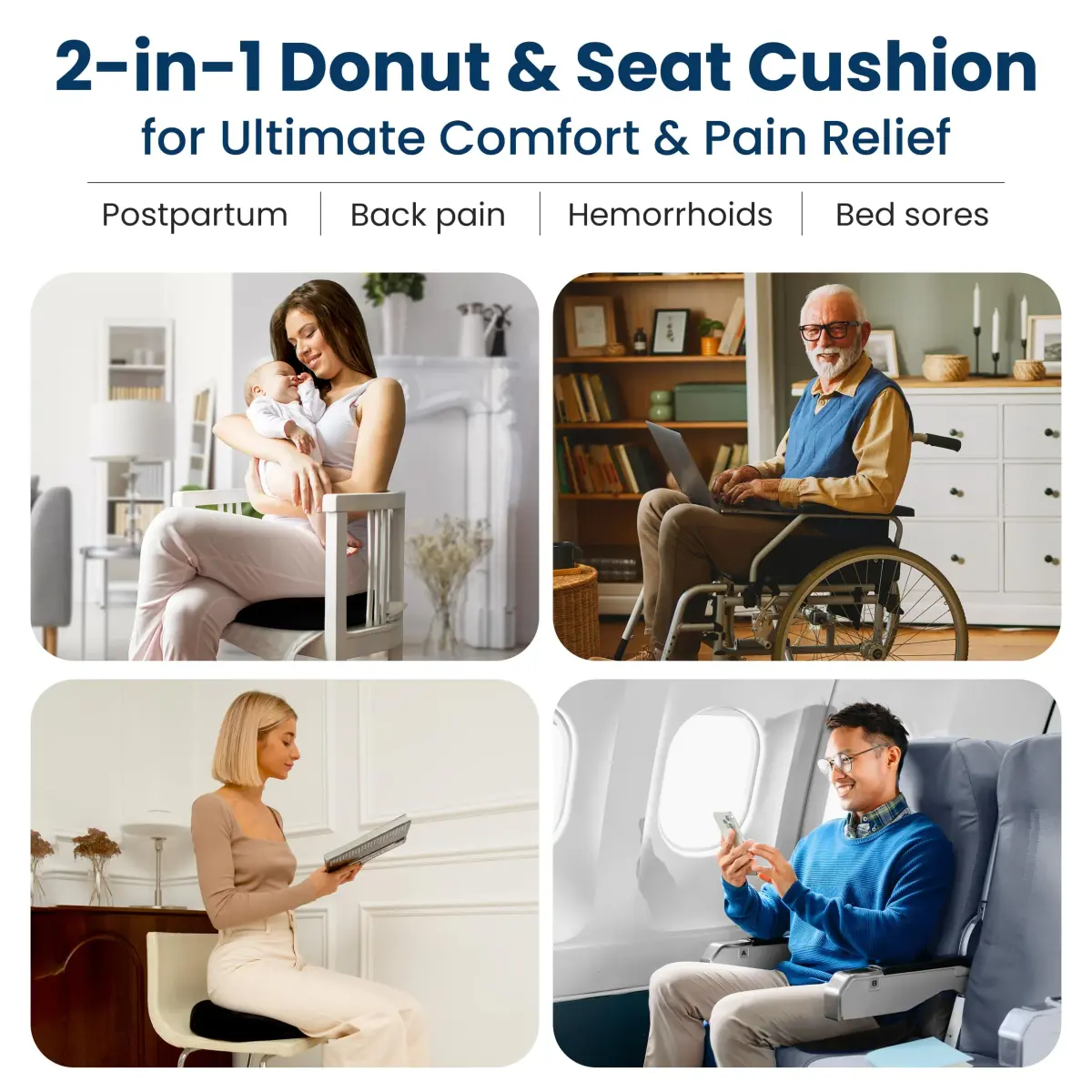 Everlasting Comfort Donut Pillow for Tailbone Pain Relief 33cm (13in) | Ergonomic Seat Cushion for Coccyx Pain - view 2