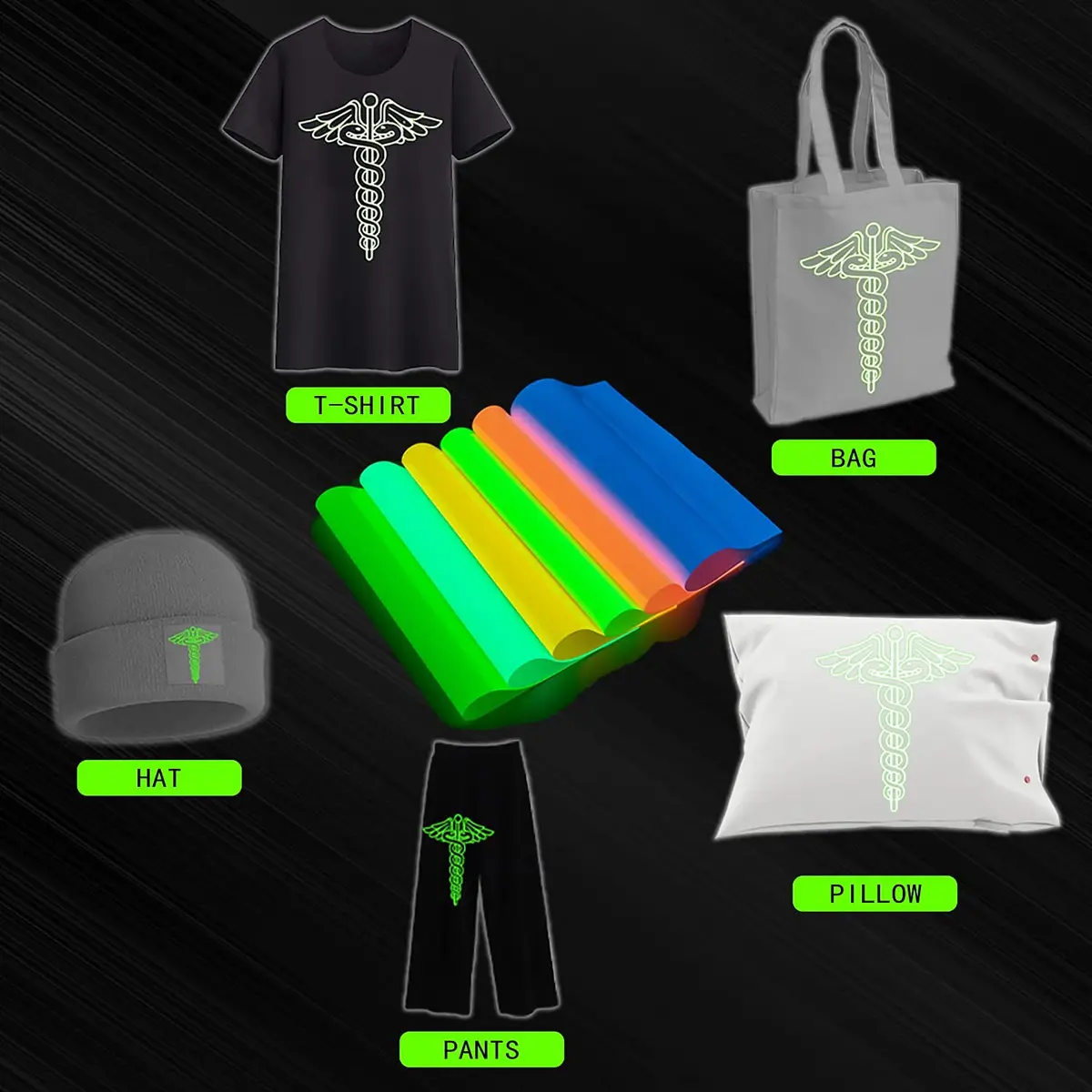 TransWonder Glow in The Dark Heat Transfer Vinyl 12"x10" | Glow Effect & Easy Weeding - view 5