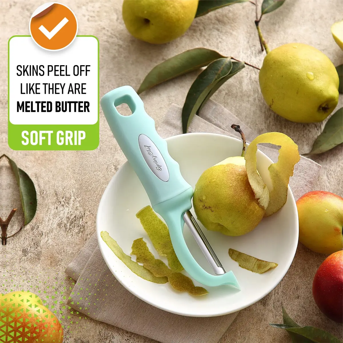 Spring Chef Swivel Vegetable Peeler Mint | Ergonomic Soft Grip Handle, Stainless Steel Blades - view 4
