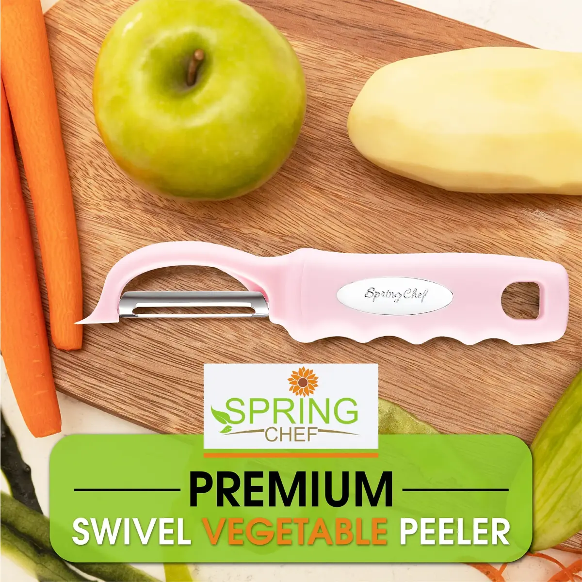Spring Chef Swivel Vegetable Peeler with Soft Grip Handle, Pink Lemonade | 19.1 cm (7.5") - view 7