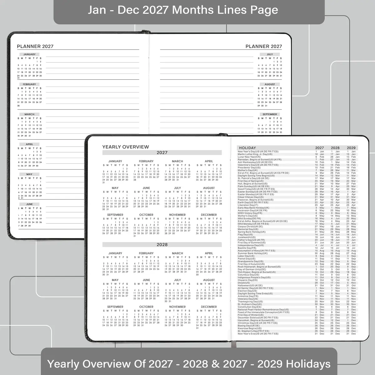 Feteulo 2027 Appointment Book & Planner - Jan-Dec 2027 | Daily Hourly Schedule, Faux Leather Cover, Premium Paper, Pen Holder, Inner Pocket - view 5